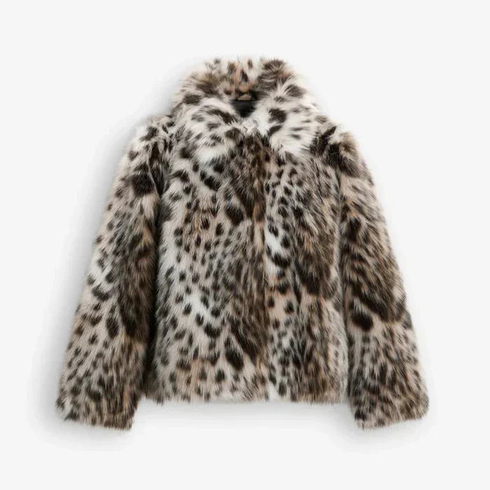 CALVIN Leopard Print Faux Fur Jacket