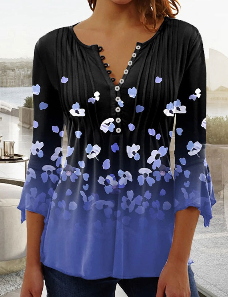 Fudus Damen T-Shirt mit V-Ausschnitt