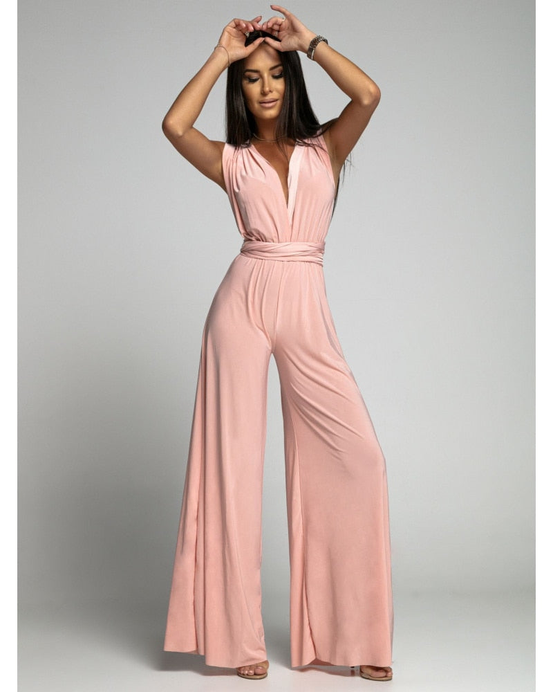 FlairFashion V-Neck Sleeveless Jumpsuit