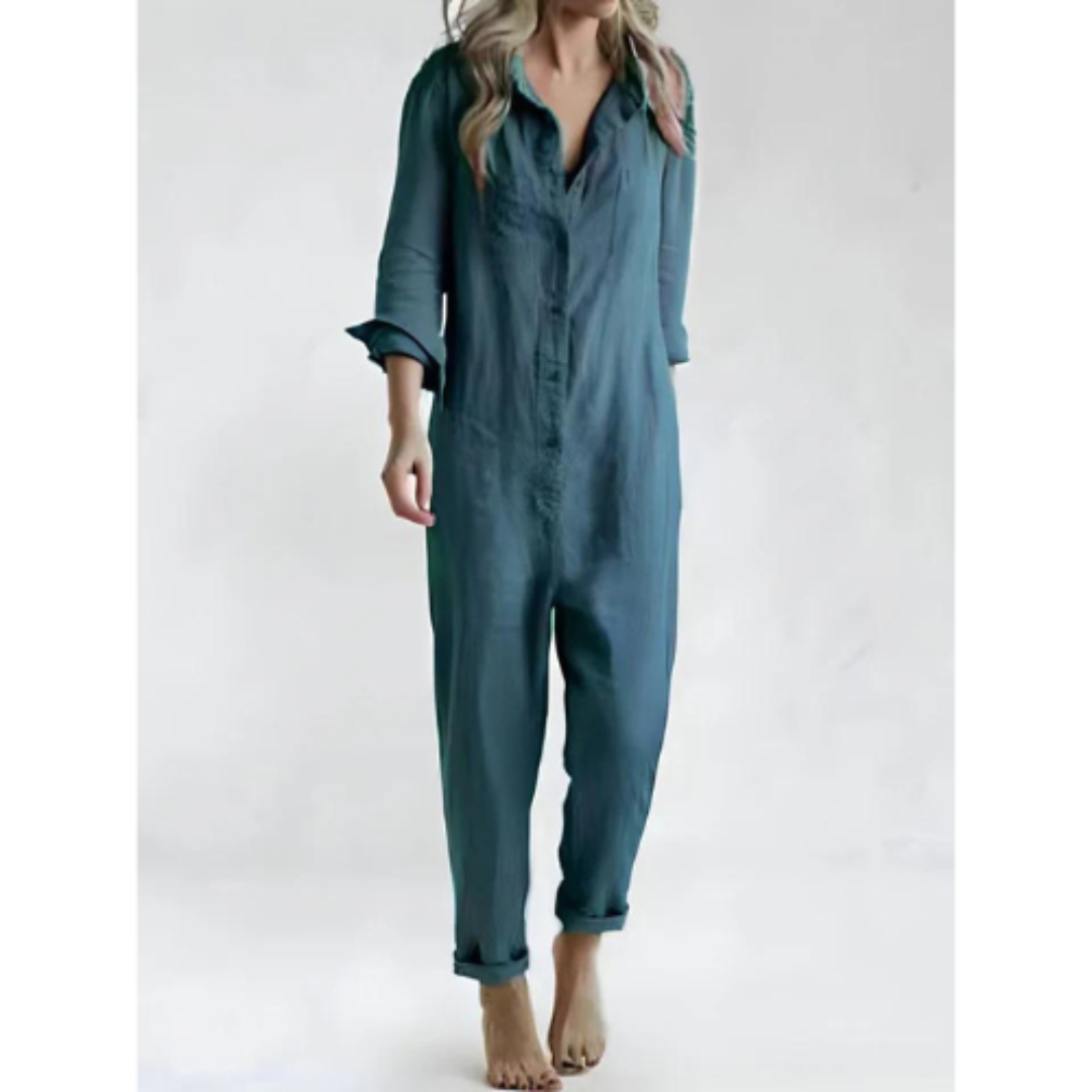 Quinzia Damen Jumpsuit mit Knöpfen: Bequem