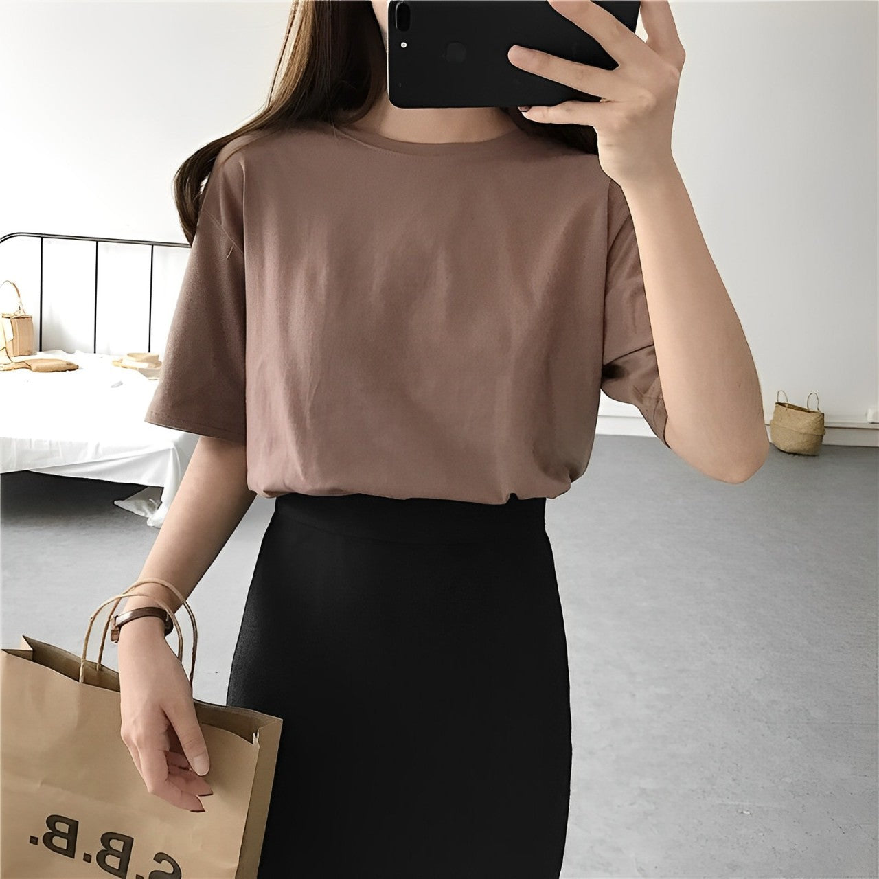 Alva Shirt – Einfarbiges V-Neck Lockeres Shirt