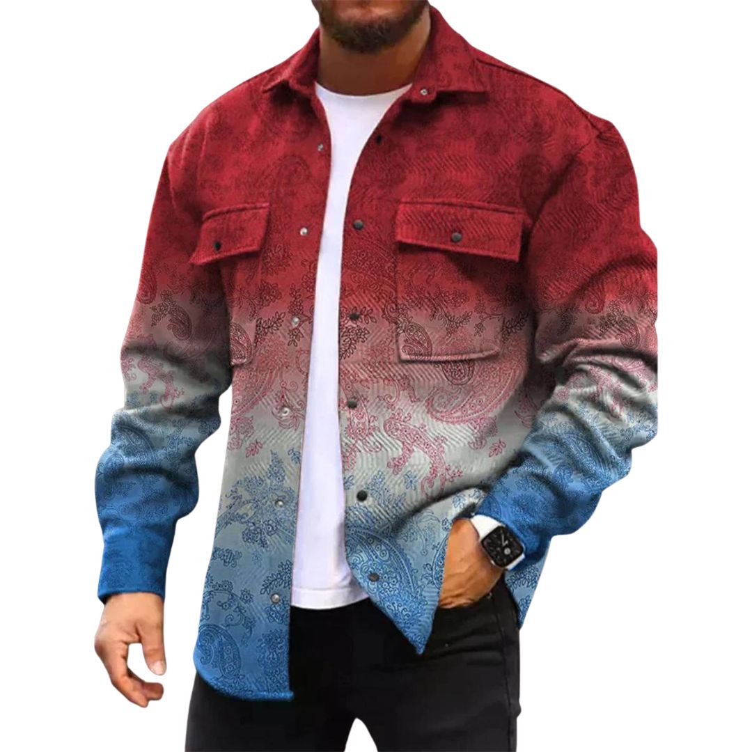 Jeansjacke mit zweifarbigem Paisley-Print von Ujean