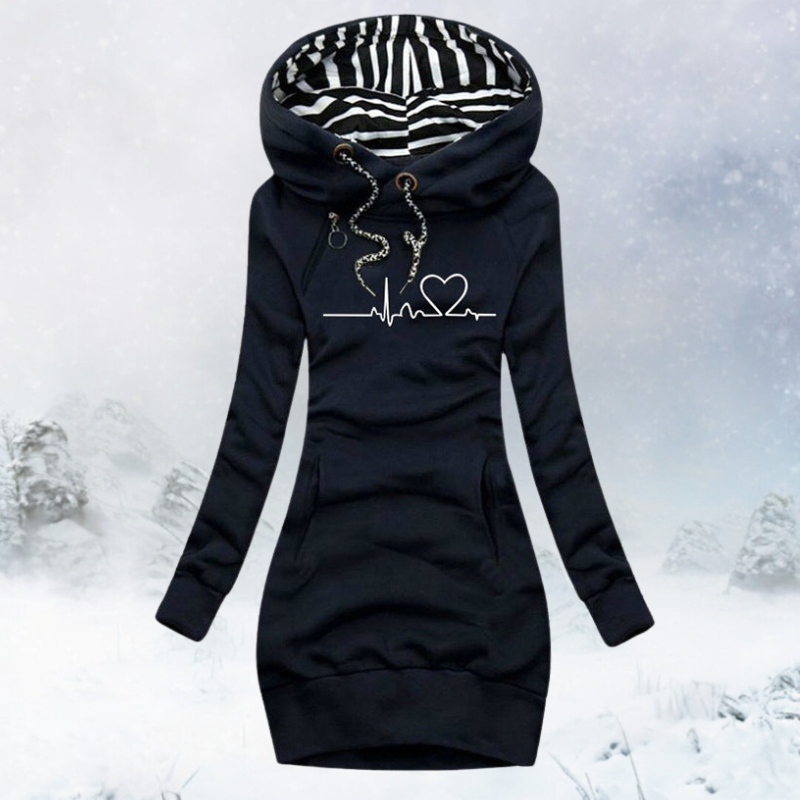 Malia Pullover Dress with Heartbeat Print