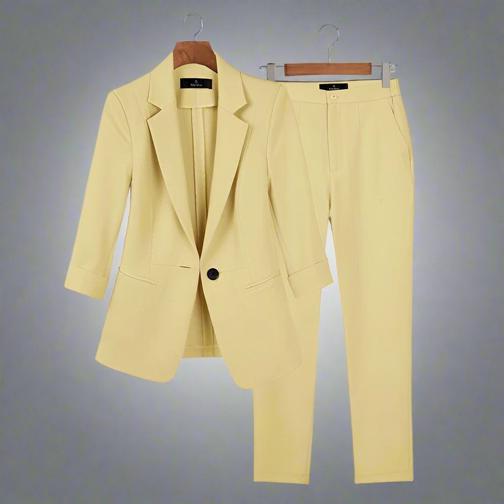 Krohn-e | Blazer und Hose - Taillierte Passform - Eleganter Ein-Knopf-Blazer - Schmale Anzughose