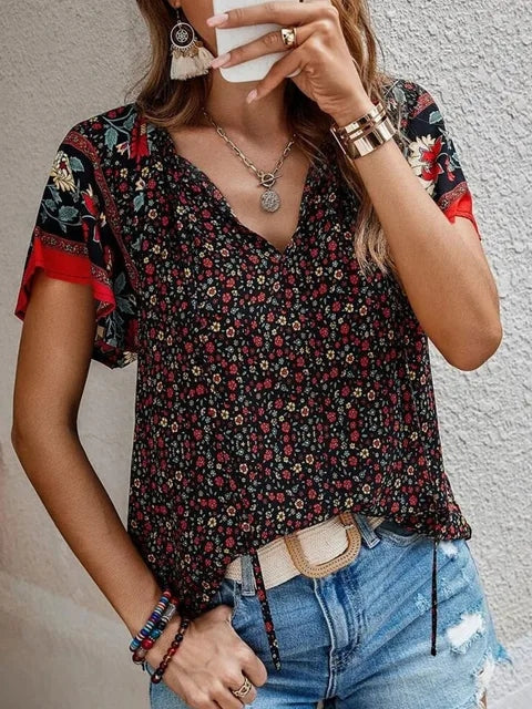 Damenbluse Saskia: lockere Passform im Boho-Stil