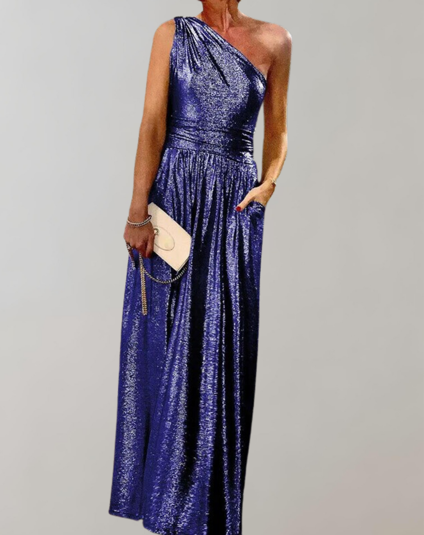 Schickes Festkleid mit schrägen Ausschnitt