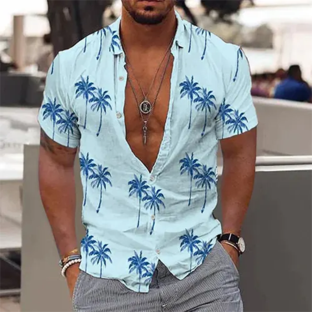 Herren-Sommerhemd mit Palmenprint