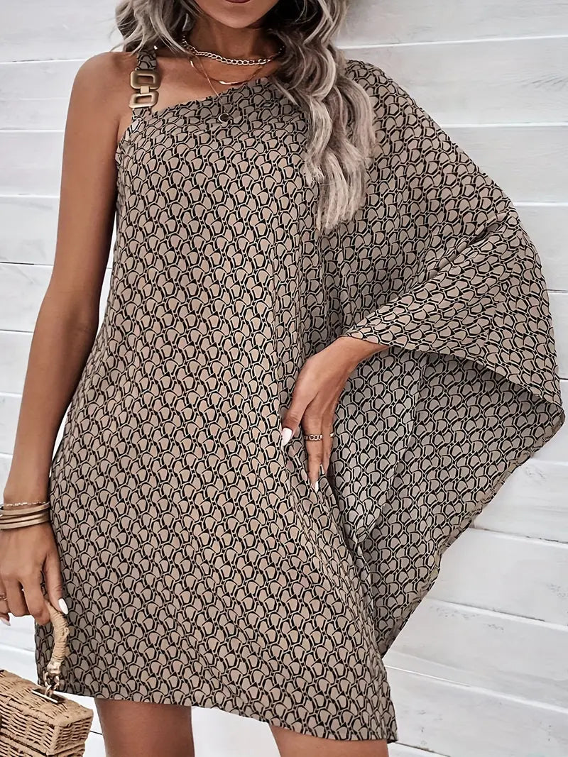 Asymmetrisches Kleid mit Allover-Druck von Lena