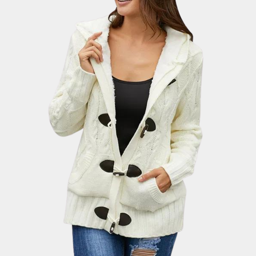 Komfortable Kapuzenstrickjacke für Damen von Fudus