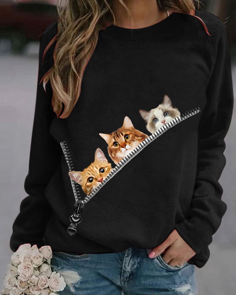 Katzen-Sweatshirt für Damen von Fudus