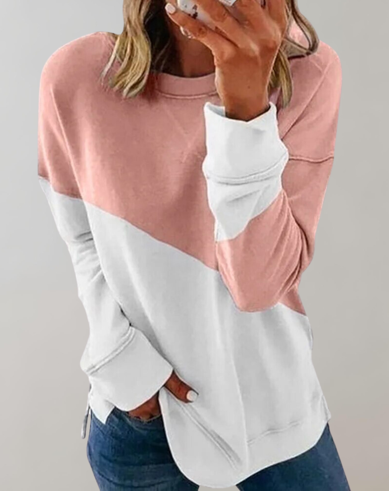 Damen Sweatshirt mit O-Ausschnitt von Fudus