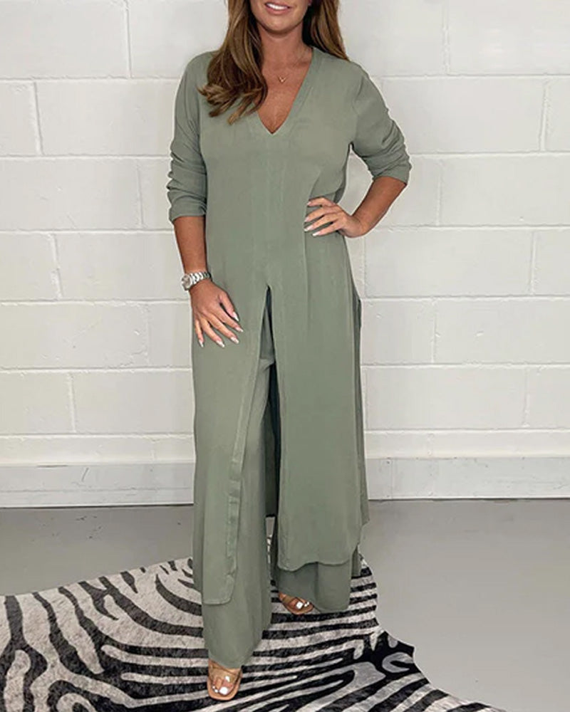 Avelena Zweiteiler: Langues Oberteil und Hose