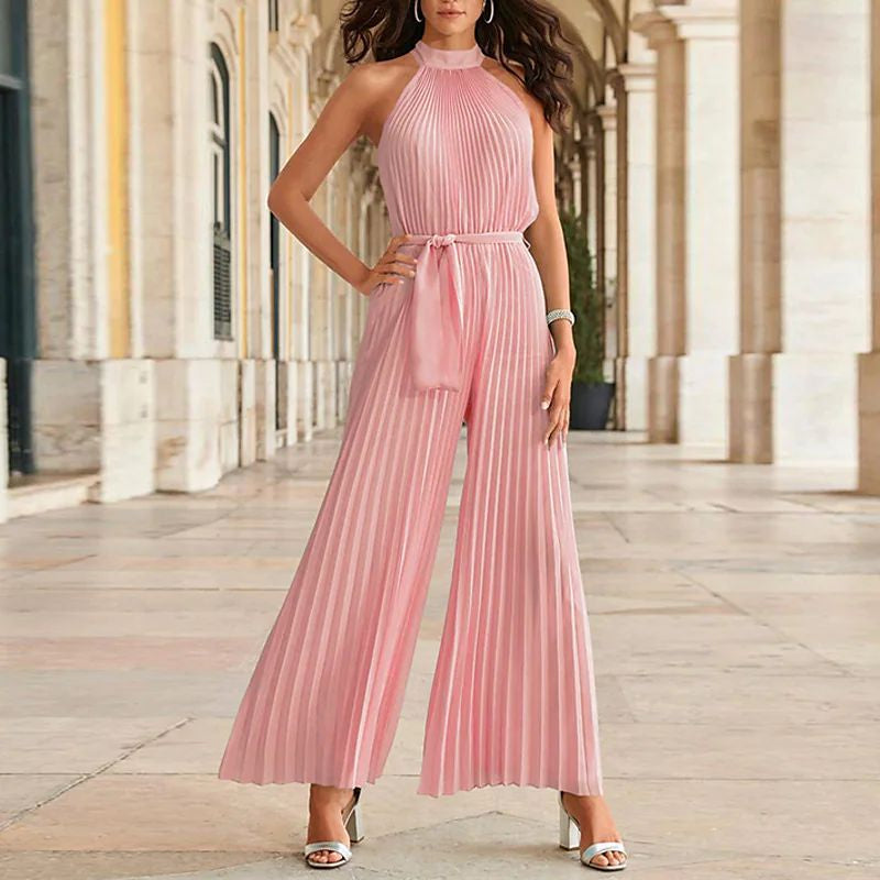 Elegantes Chiffon-Jumpsuit mit Raffung und Schnürung