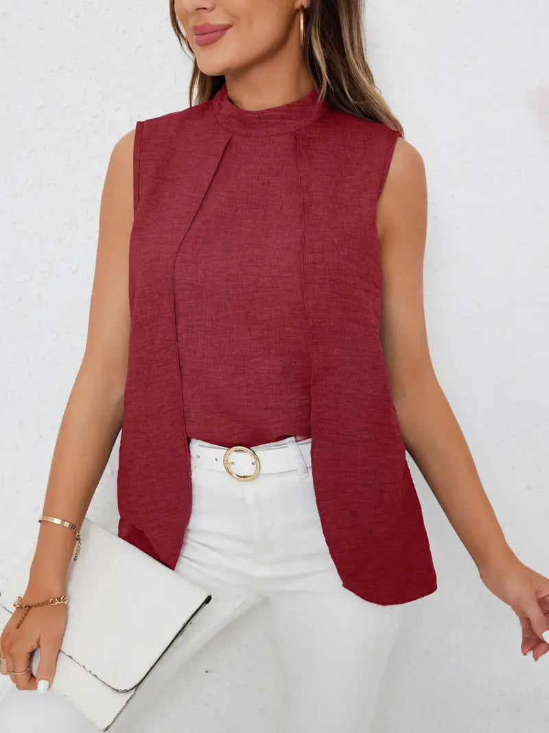 Fudus: Mühelose Eleganz – die elegante, unifarbene Mock Neck Bluse