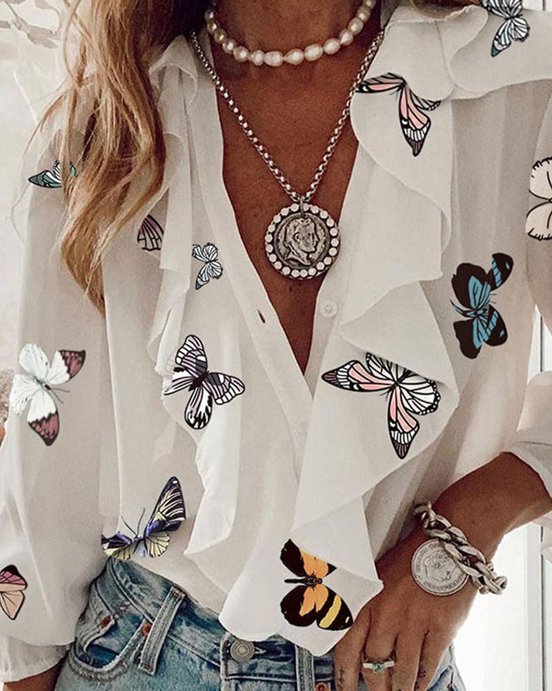 Blouse mit Rüschen und langen Ärmeln - Ruya