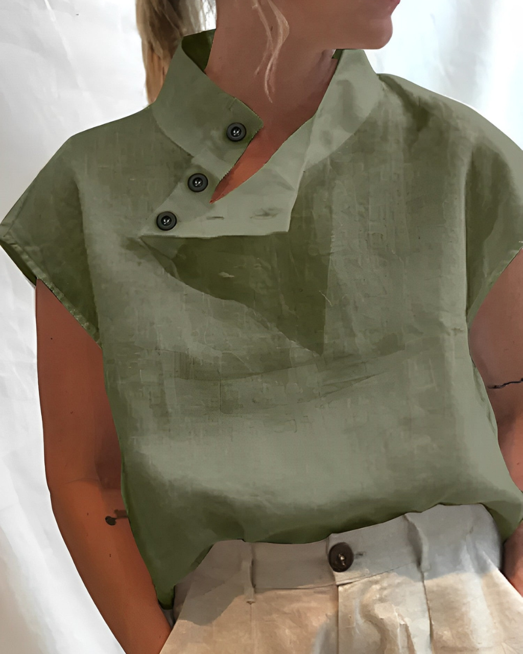 Stilvolle Baumwolle-Leinen Bluse Camilla