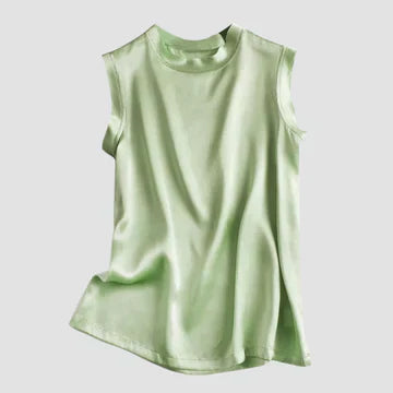 Fudus Seidensatin-Top ohne Ärmel: Designerstück