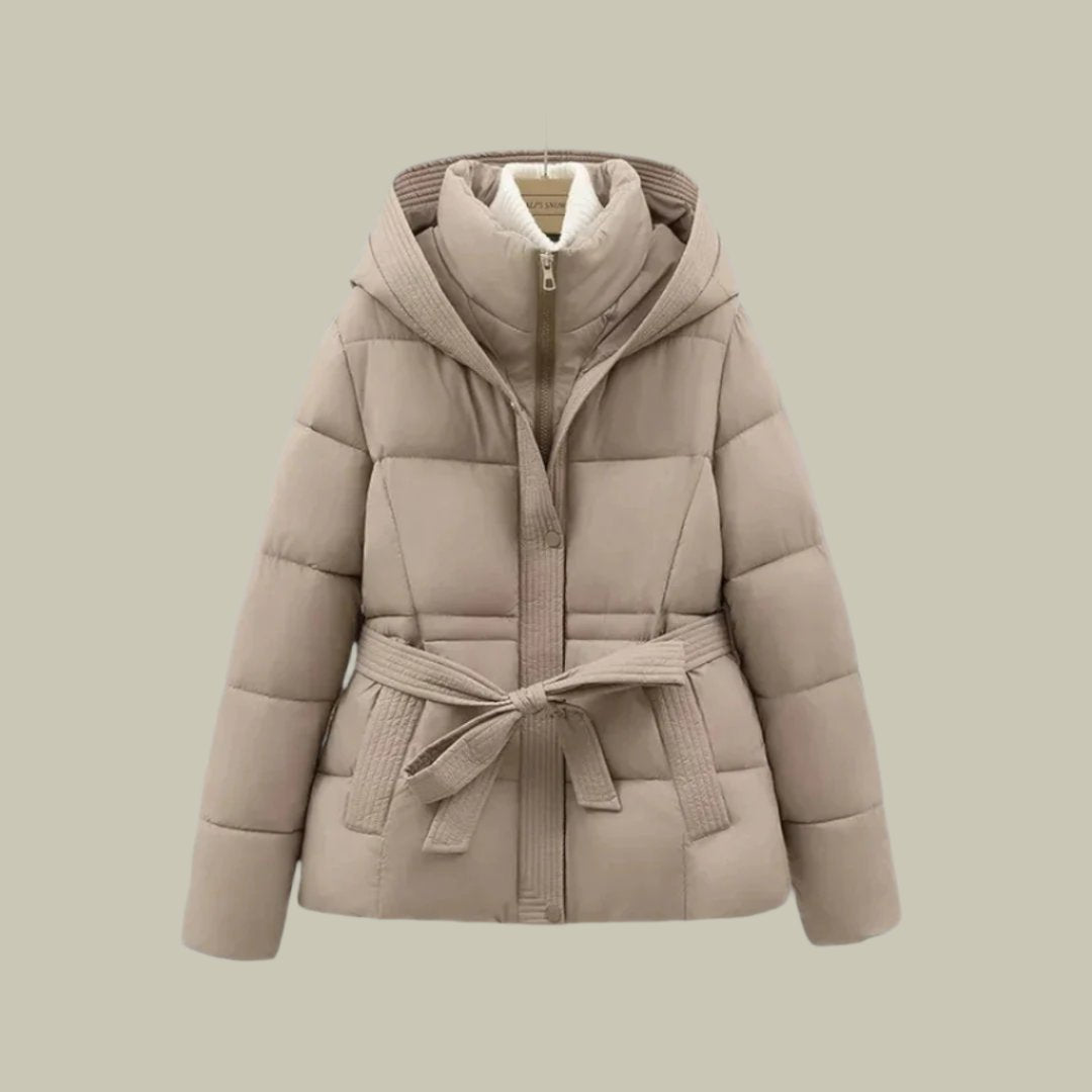 Damen-Kapuzenparka mit Gürtel von Fudus