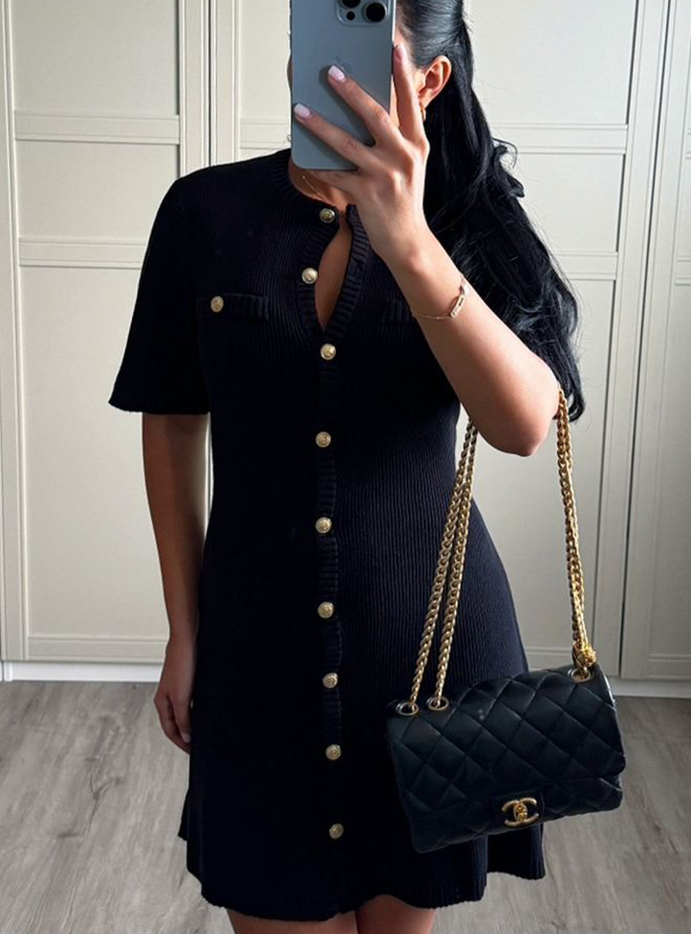 Wollkleid mit Kurzarm und Strickmuster von Zavanna