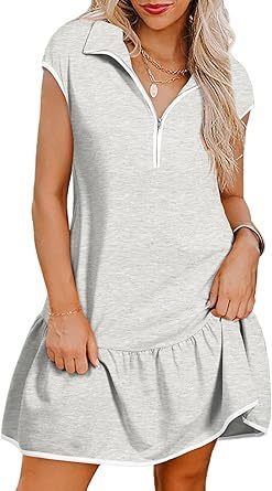 Kurzes Ruby Kleid mit Polokragen und Reißverschluss