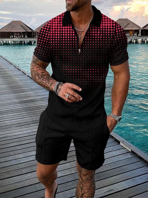 Stilvolles Herren Freizeit-Outfit mit buntem Druck