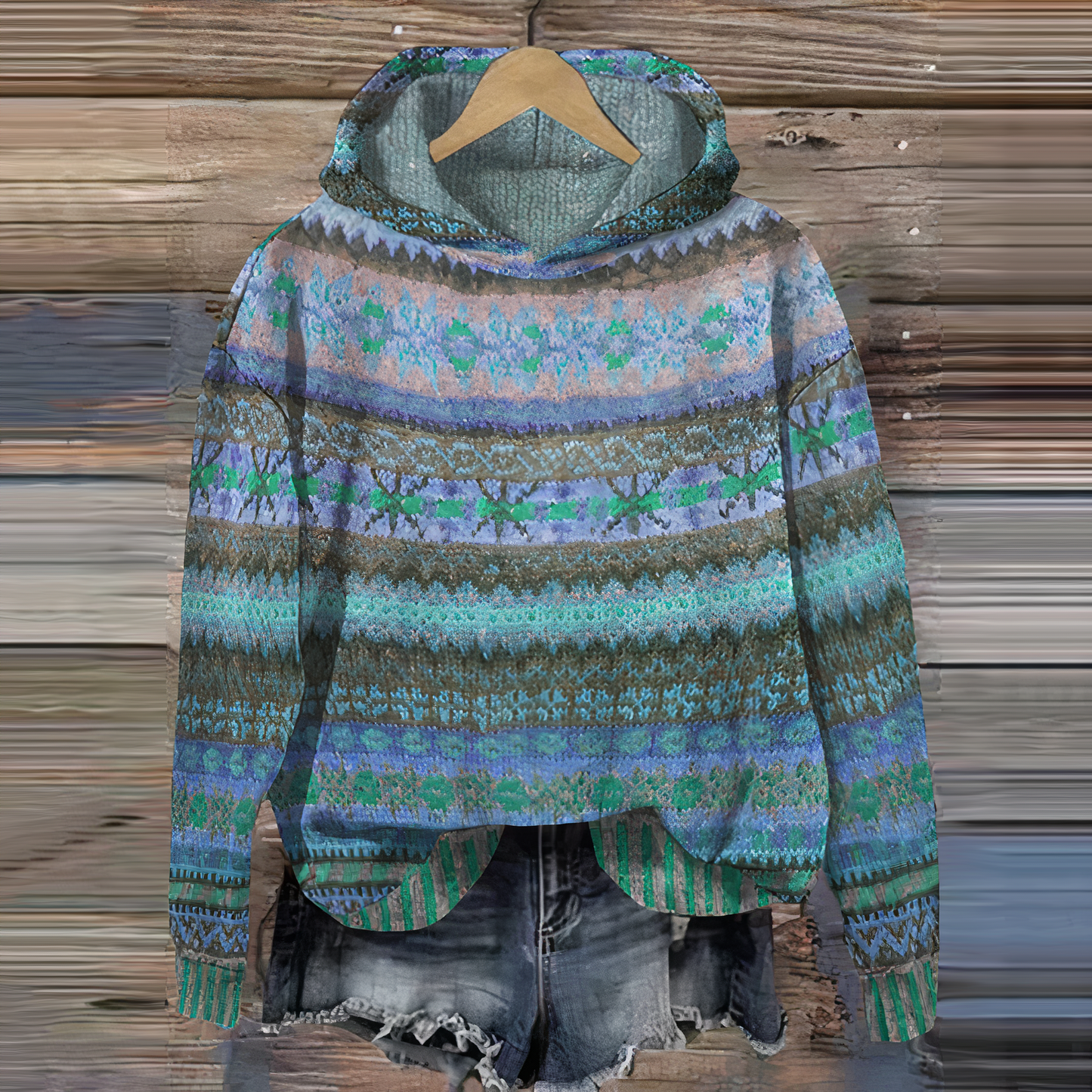 Fudus Kapuzenpullover mit Weinlese-Motiv