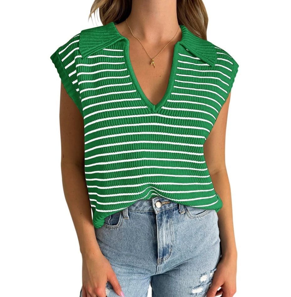 Einfaches Damen-Kurzarm-Oberteil mit V-Ausschnitt von Fudus