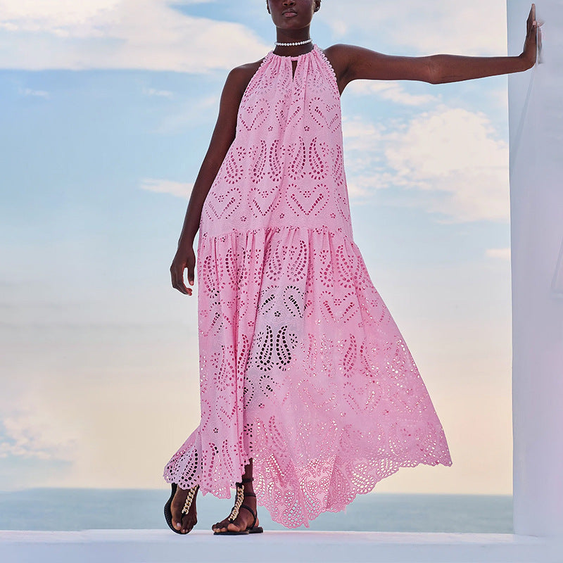 Fudus Trägerloses Schnürkleid mit V-Ausschnitt und besticktem Halfter