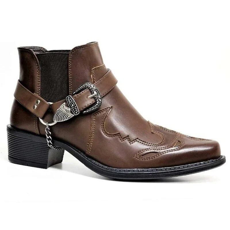 Gillis Herren Leder Cowboy Motorrad Stiefel