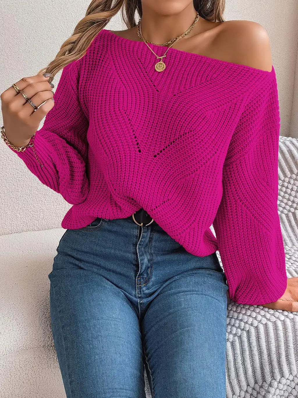 Jackie Off-the-Shoulder Knit Sweater