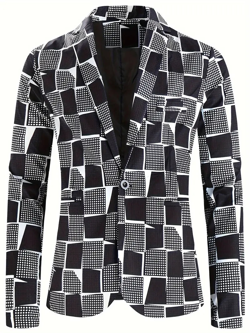 Schwarz-weißer gemusterter Blazer
