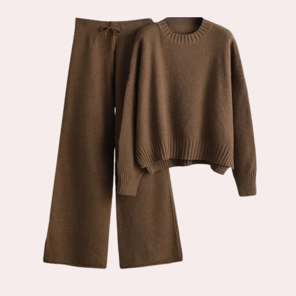 Stilvolles Damen-Set: Pullover und Hose aus Strick