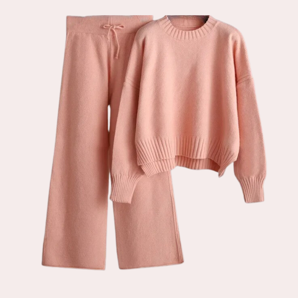 Stilvolles Damen-Set: Pullover und Hose aus Strick
