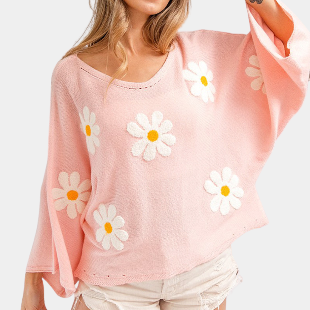 Damenpullover Mia: Reizender Blumen-Pullover