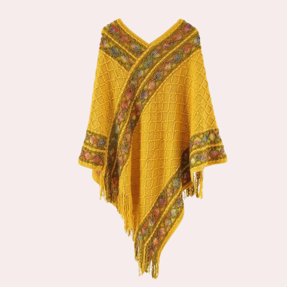 Modischer Boho-Poncho von Zoi für Damen mit V-Ausschnitt