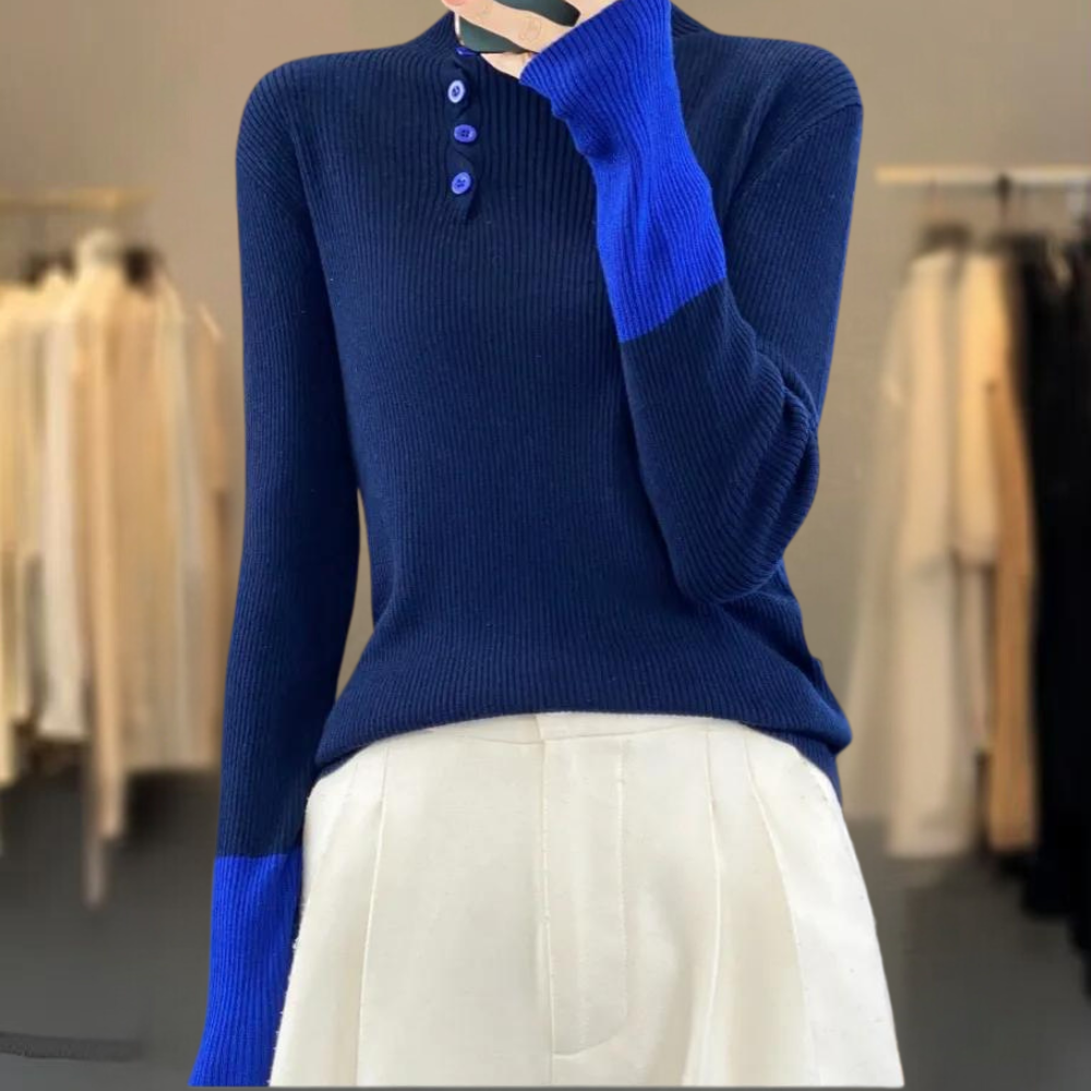 Elegantes Damen-Pullover mit hohem Kragen – Rhea