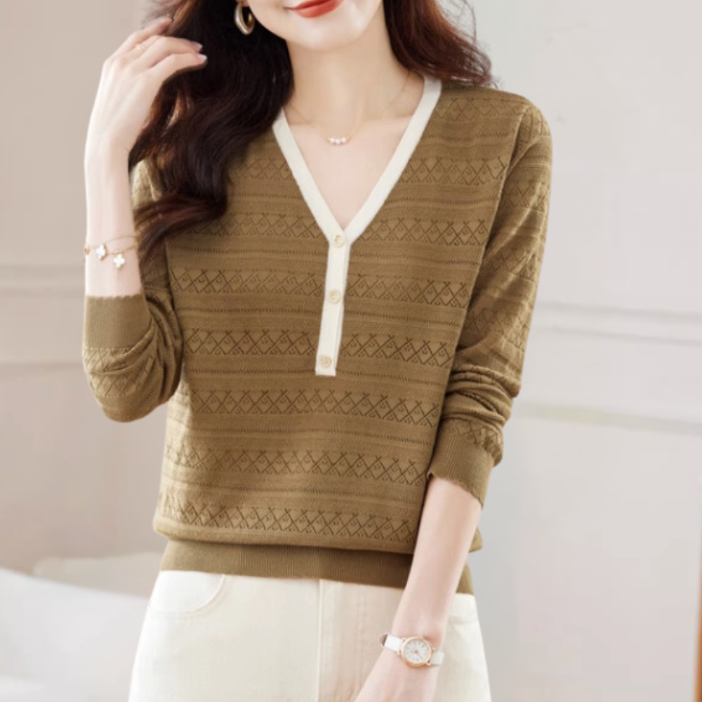 Eleganter Damenpullover mit tiefem V-Ausschnitt von Lioren