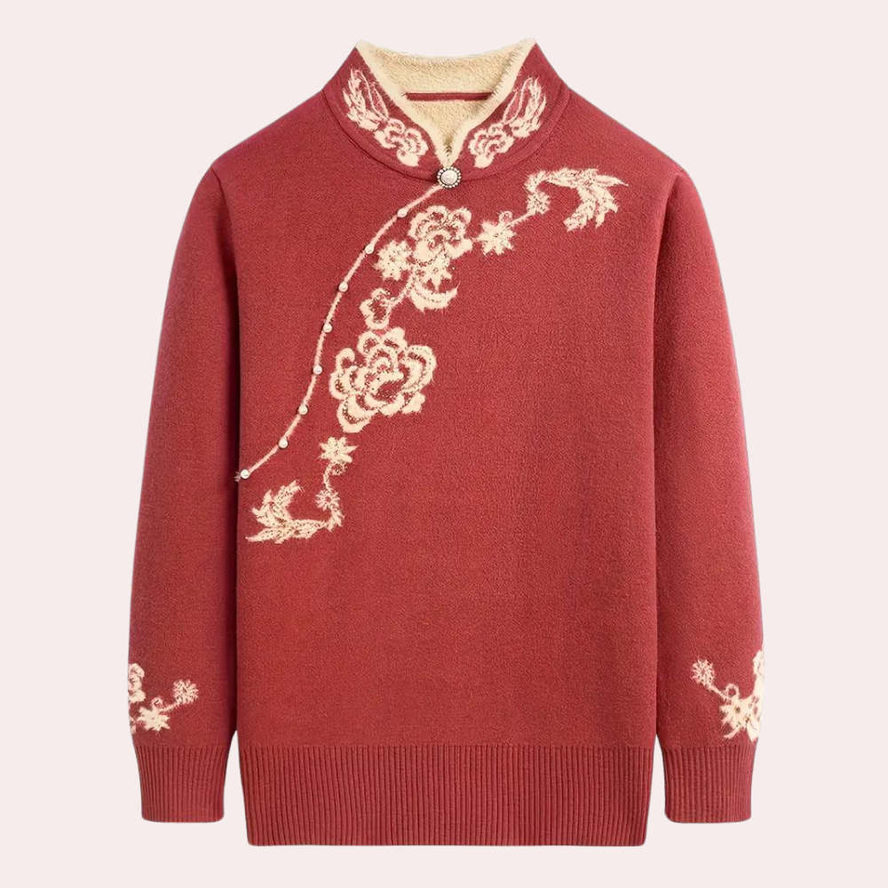 Elegantes Damen-Pullover mit edlem Mandarin-Kragen von Emiliya