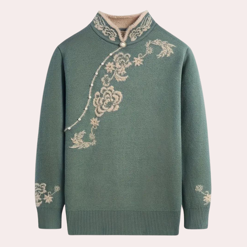 Elegantes Damen-Pullover mit edlem Mandarin-Kragen von Emiliya