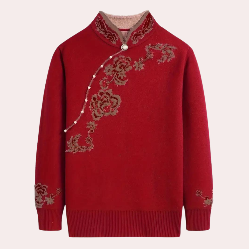 Elegantes Damen-Pullover mit edlem Mandarin-Kragen von Emiliya