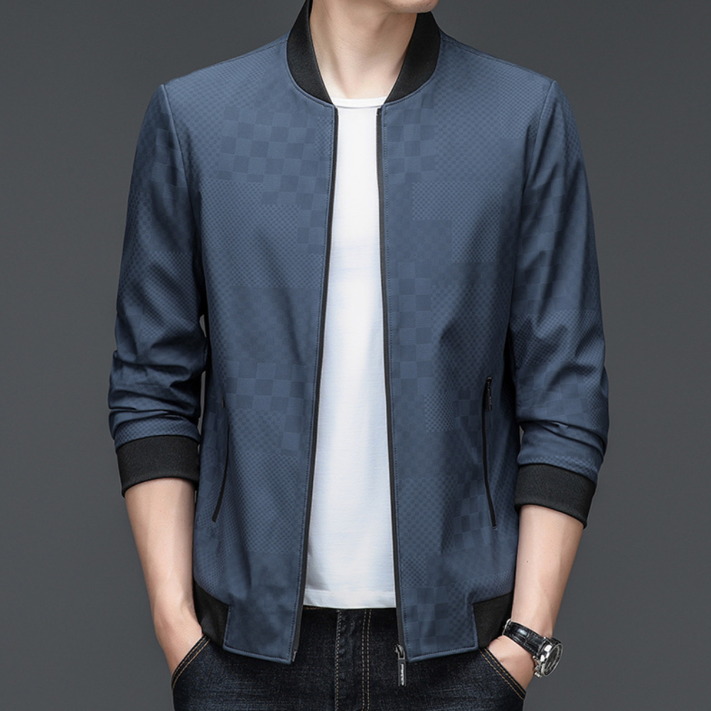 Herren Bomberjacke mit Stehkragen im urbanen Karomuster