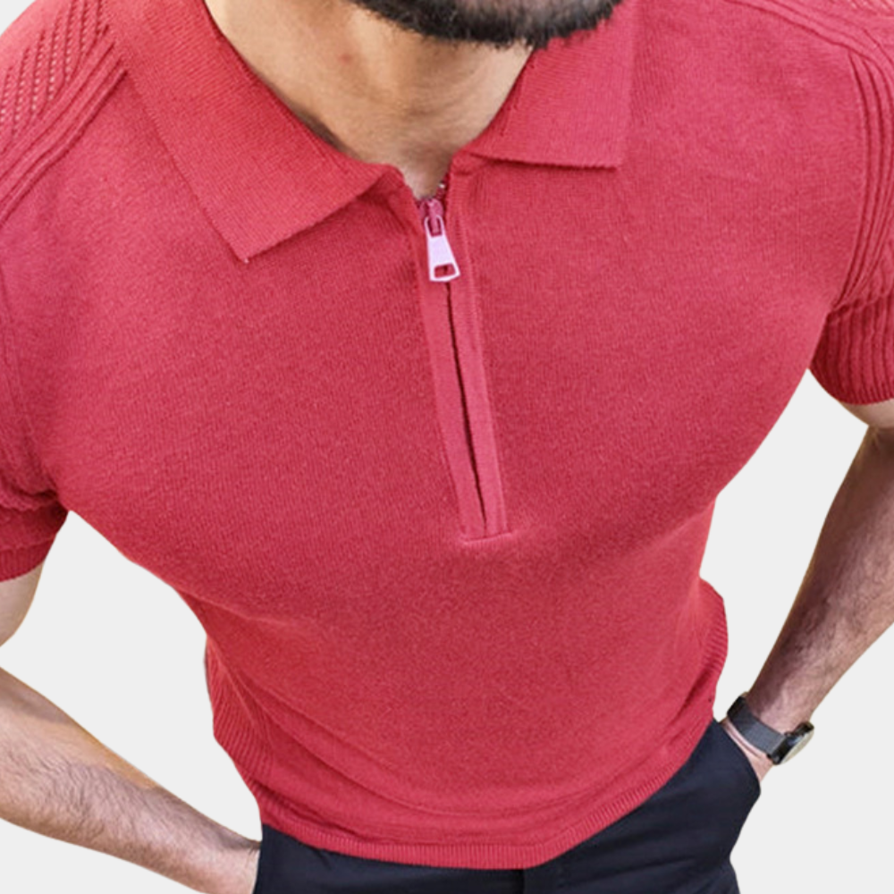 Baumwoll-Poloshirt für Herren mit Reißverschluss – lässig-elegant
