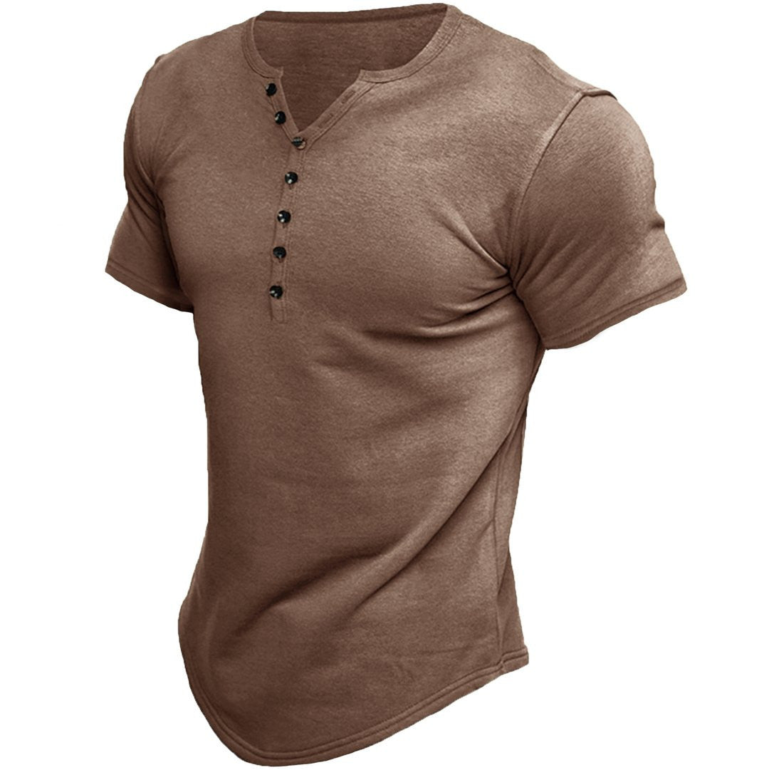 Henley-Shirt mit kurzen Ärmeln von Fudus