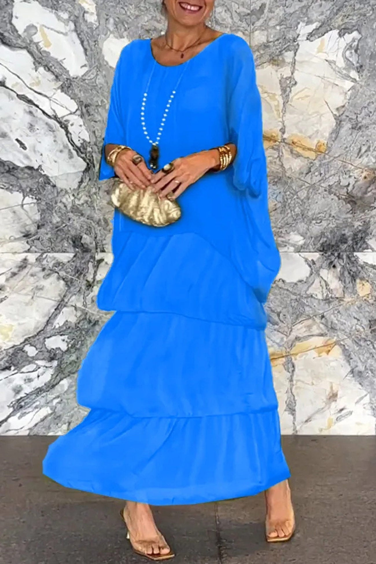 Fudus Batwing Sleeve Top and Layered Skirt Suit