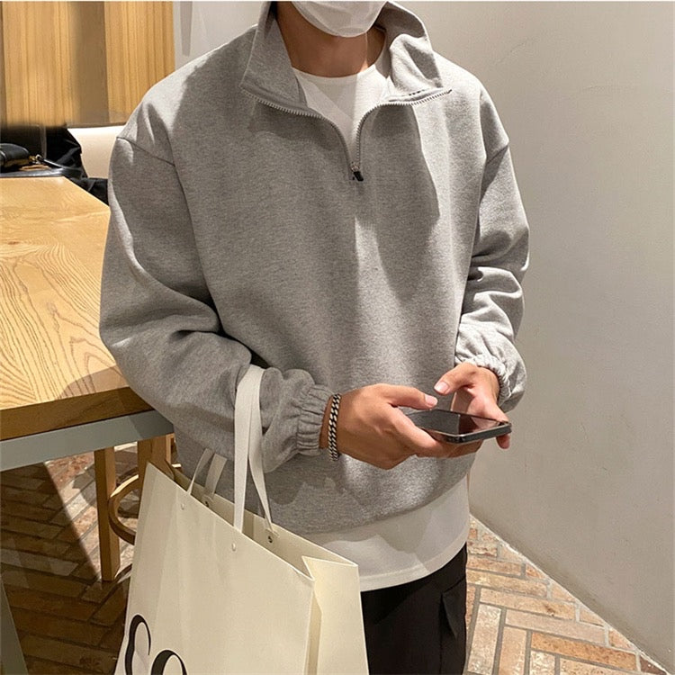 Fudus Sweatshirt mit kurzem Reißverschluss für höchsten Komfort