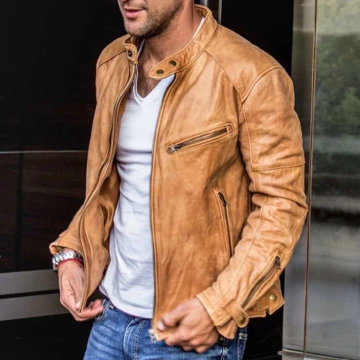 Wetterfeste Herren Lederjacke im stylischen Design - Dennis