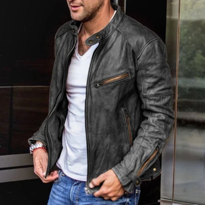 Wetterfeste Herren Lederjacke im stylischen Design - Dennis