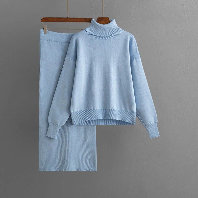 Jeriah – Gemütliches Set aus Rollkragenpullover und Rock