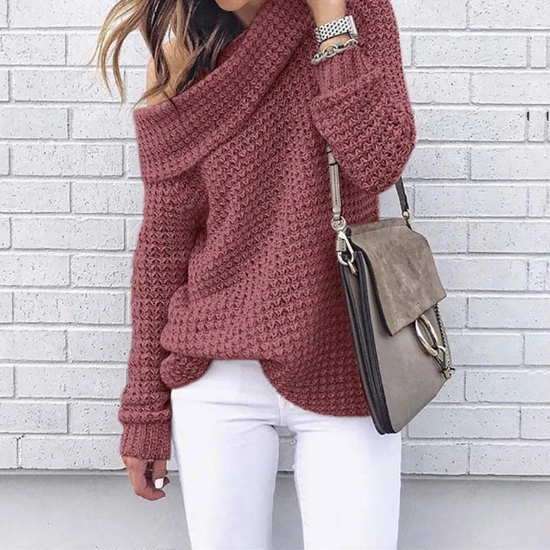 Augusta Off-Shoulder Knit Sweater for Autumn