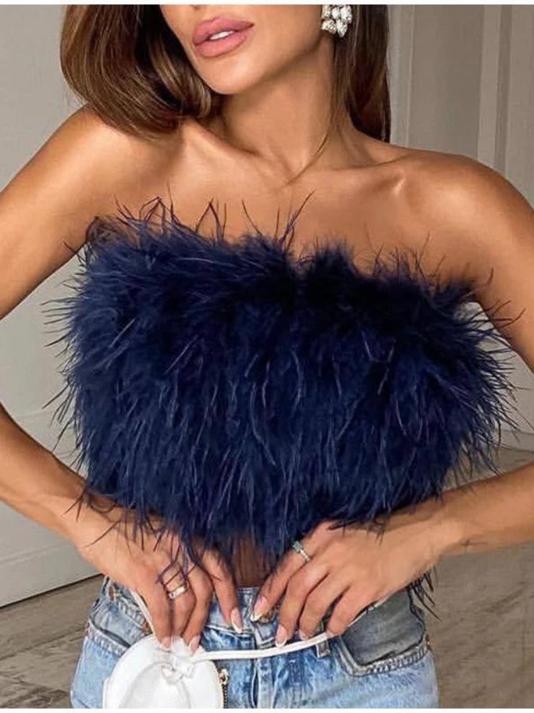 Hayley Kunstpelz Tupfen Top